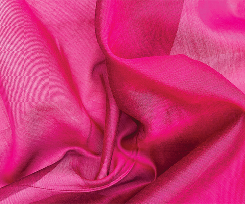Chanderi Handloom Fabric in Meganta with Gold Border