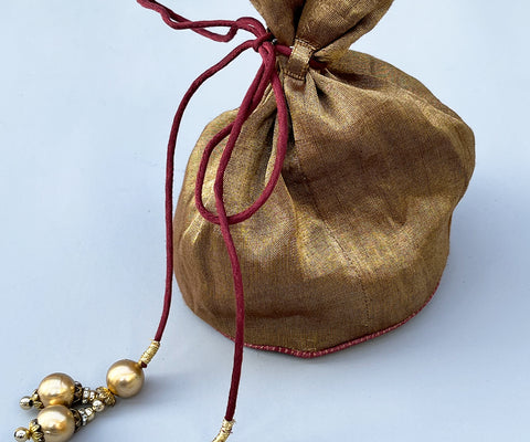Handcrafted Gold Zari Potli Bag