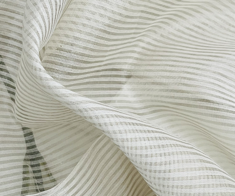 Handwoven Chanderi Fabric in Ivory with Silver Zari Stripes