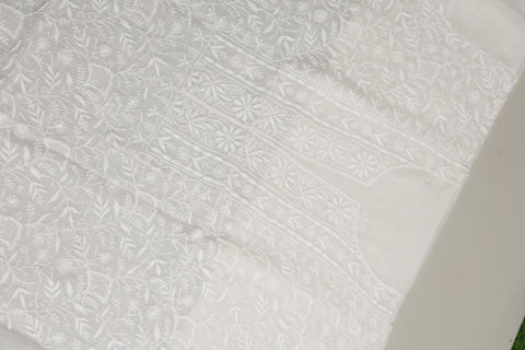 Hand- embroidered Mul Chanderi Chikankari Kurta and Dupatta (Set of 2)- Unstitched