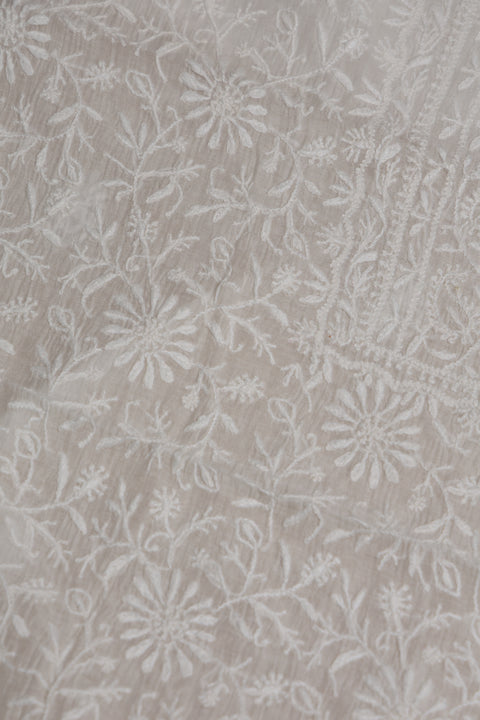 Hand- embroidered Mul Chanderi Chikankari Kurta and Dupatta (Set of 2)- Unstitched