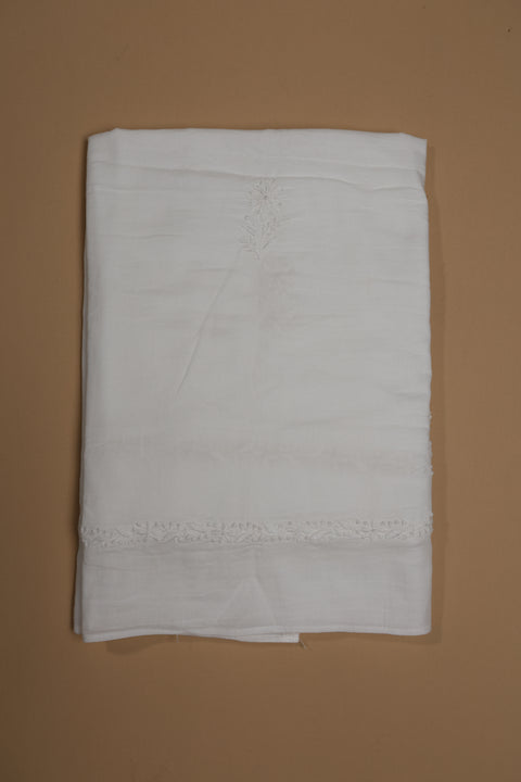 Handcrafted White Chikankari Cotton Kurta and Dupatta (Set of 2)- Unstitched