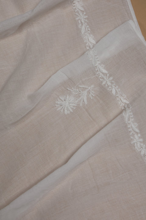 Handcrafted White Chikankari Cotton Kurta and Dupatta (Set of 2)- Unstitched