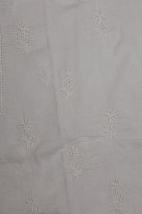 Handcrafted White Chikankari Cotton Kurta and Dupatta (Set of 2)- Unstitched