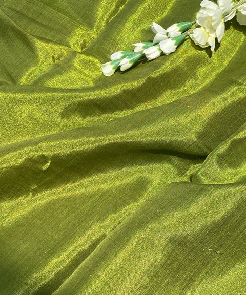 Handwoven Green Zari Fabric (Handloom)