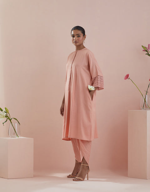 Order Kaftan Style Kurta with Dhoti Salwar in Peach (Set of 2) - Vinusto

