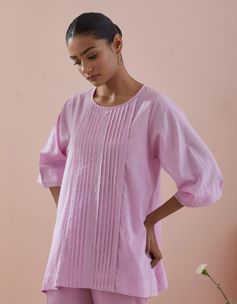 Buy Pink Short Kurti with Pants in Cotton – Co-ordinate Set of 2 | Vinusto

