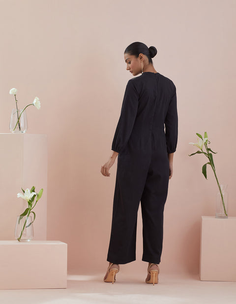 Premium Jumpsuit in Cotton with Glaze Textures | Vinusto
