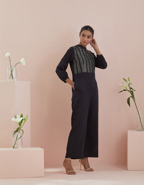 Luxury Jumpsuit in Cotton with Glaze Textures | Vinusto