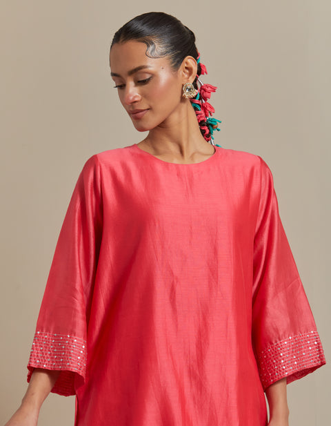 Order Embroidered Pink Chanderi Co-ord Set - Set of 2 | Vinusto