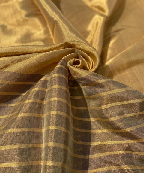 Half & Half Zari Fabric in Gold & Olive (Handloom)