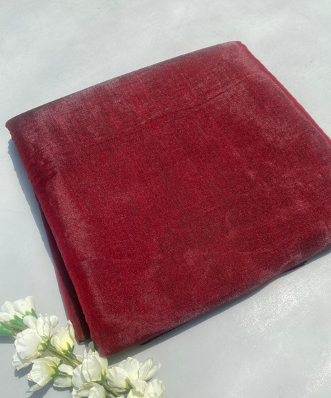 Handwoven Maroon Zari Fabric (Handloom)