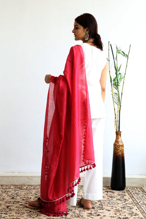 Fuchsia Chanderi Dupatta with Tassel details