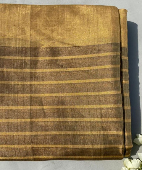 Half & Half Zari Fabric in Gold & Olive (Handloom)