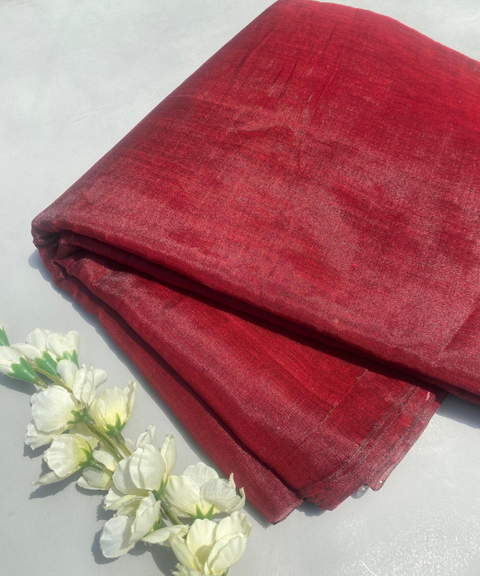 Handwoven Maroon Zari Fabric (Handloom)