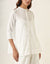 Cotton A Line Shirt With Gathers, in White