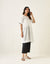 White Pin tucks Kaftan with Kantha Stitch, Black Pants in Cotton & Linen Silk Handloom Stole (Set of 3)