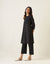 Coordinate Set- A Line Pin tuck Kurta with Pants in Black Cotton (Set of 2)