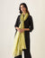A Line Pin tuck Kurta with Cotton Pants in Black & Chanderi Handloom Dupatta in Lemon Yellow(Set of 3)