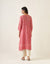 Embroidered A line Chanderi kurta in Rose Pink, with Off White Pants and Slip (Set of 3)