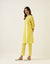 Coordinate Set- A line Pin tuck Kurta with Pants  in Maize Yellow Cotton (Set of 2)