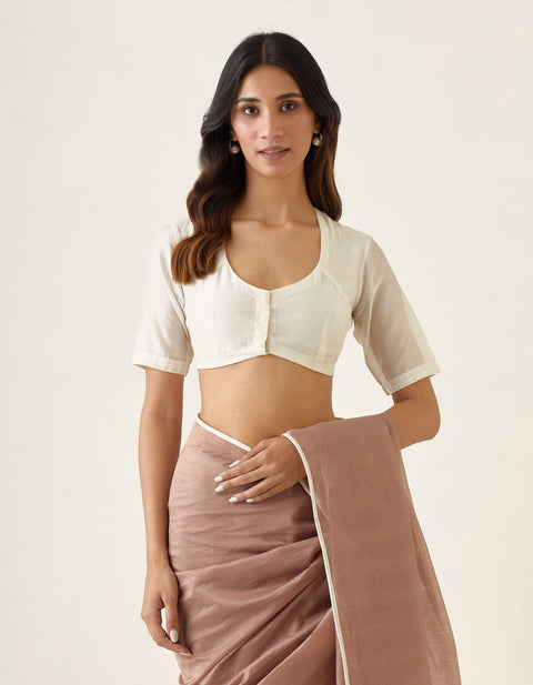 Shop Off-White Choli Cut Chanderi Blouse | Vinusto
