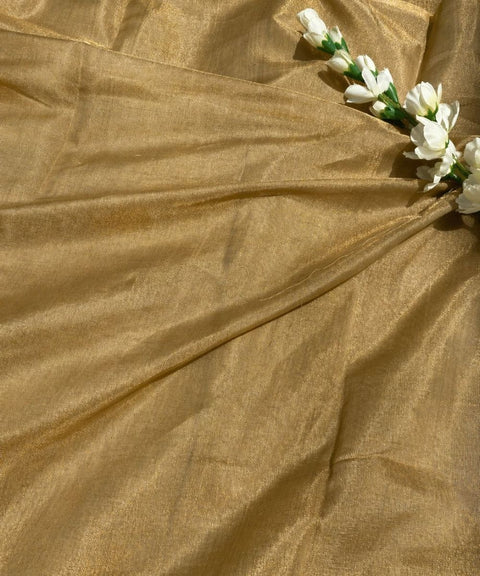 Handwoven Golden Olive Tissue Fabric (Handloom)