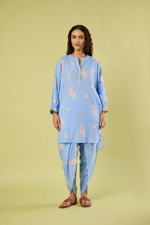 Printed Cotton Kurta  with Relaxed Dhoti Salwar (Set of 2)