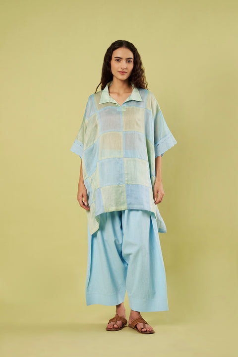 Luxury Chanderi Patchwork Kaftan and Farshi Salwar Set (Set of 2)