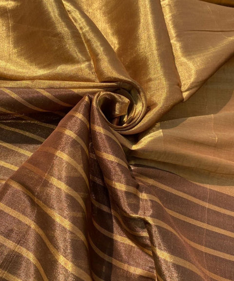 Half & Half Zari Fabric in Gold & Brown (Handloom)