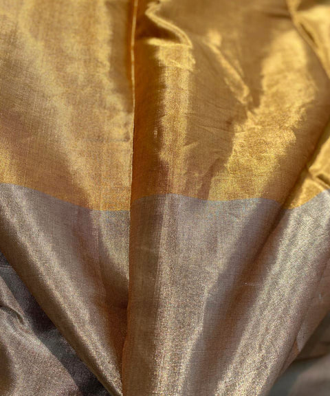 Handwoven Zari Fabric in Gold & Copper (Handloom)