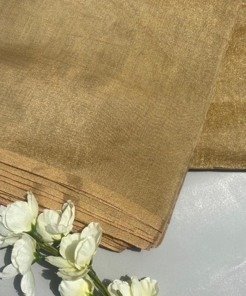 Handwoven Golden Olive Tissue Fabric (Handloom)