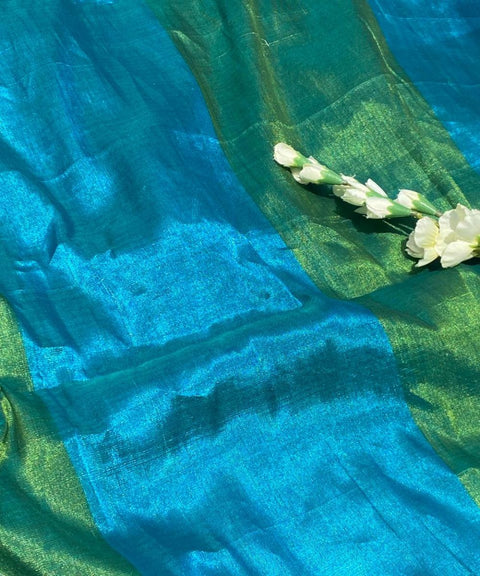 Green & Blue Zari Fabric (Handloom)