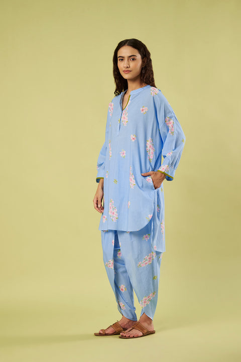 Printed Cotton Kurta  with Relaxed Dhoti Salwar (Set of 2)