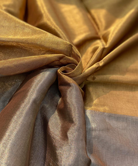 Handwoven Zari Fabric in Gold & Copper (Handloom)