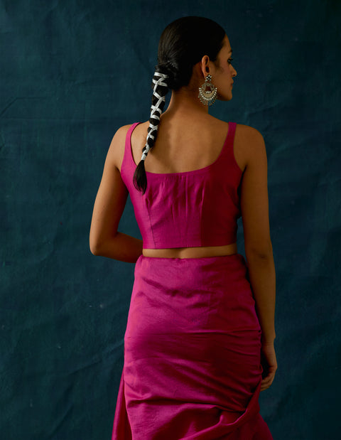 Order Pink Strappy Blouse in Chanderi Handloom | Vinusto