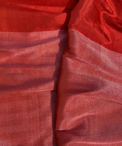 Pink & Red Copper Zari Fabric (Handloom)