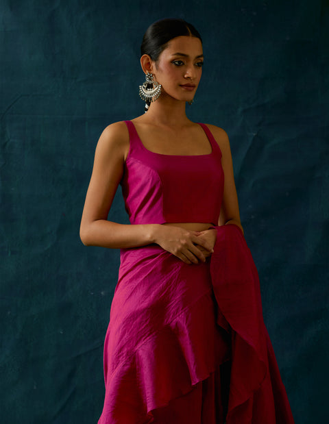 Shop Pink Strappy Blouse in Chanderi Handloom | Vinusto