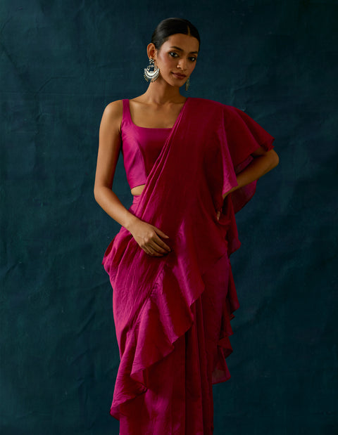Buy Pink Strappy Blouse in Chanderi Handloom | Vinusto
