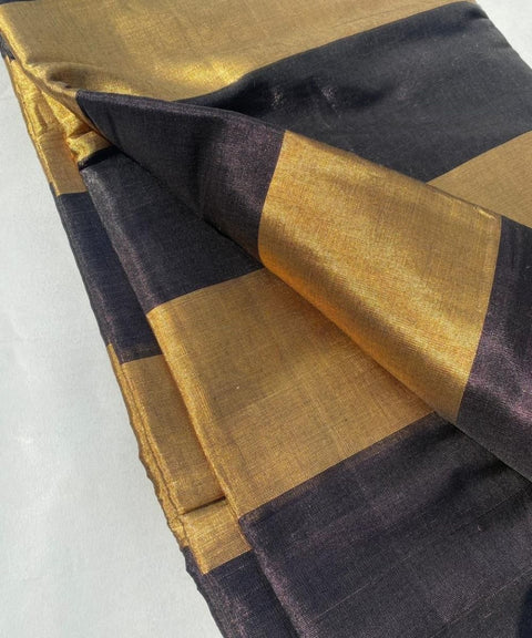 Handwoven Zari Fabric in Black & Gold (Handloom)