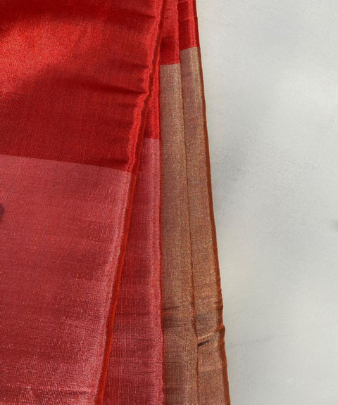 Pink & Red Copper Zari Fabric (Handloom)