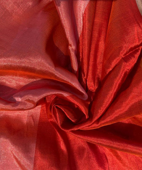 Pink & Red Copper Zari Fabric (Handloom)