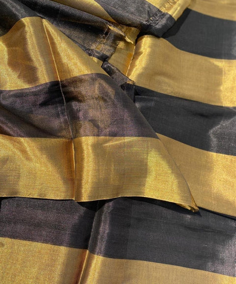 Handwoven Zari Fabric in Black & Gold (Handloom)