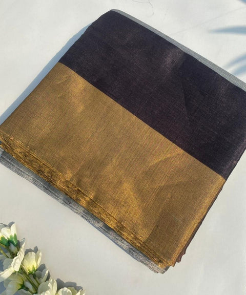 Handwoven Zari Fabric in Black & Gold (Handloom)