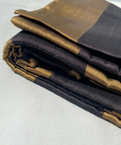 Handwoven Zari Fabric in Black & Gold (Handloom)