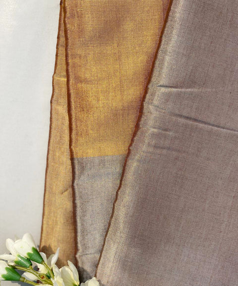 Handwoven Zari Fabric in Gold & Copper (Handloom)