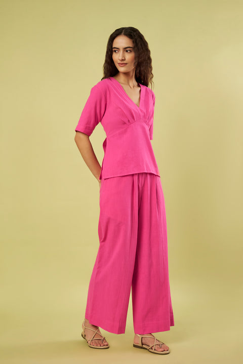Handwoven Pink Khadi Co-Ord Set (Set of 2)