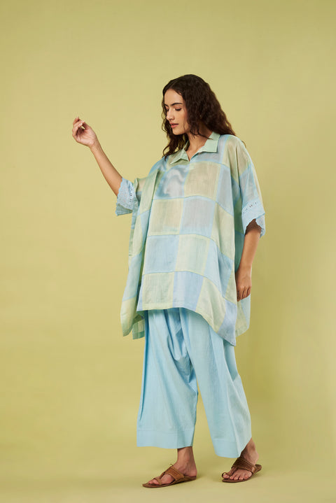 Luxury Chanderi Patchwork Kaftan and Farshi Salwar Set (Set of 2)