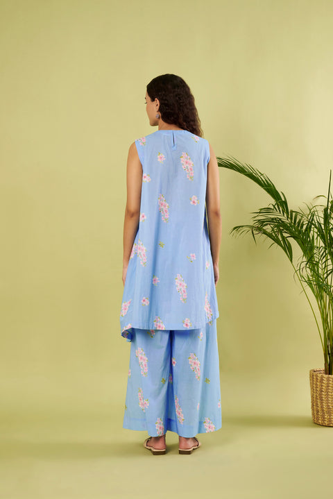Contemporary Cotton Co-Ord Set with Asymmetric Tunic & Matching Palazzo (Set of 2)