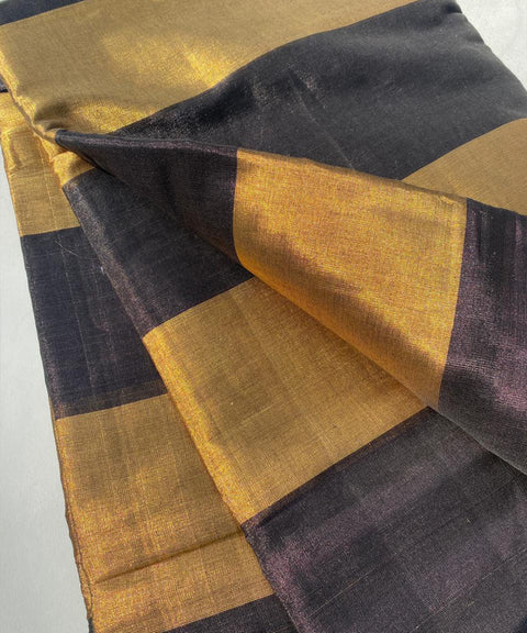 Handwoven Zari Fabric in Black & Gold (Handloom)